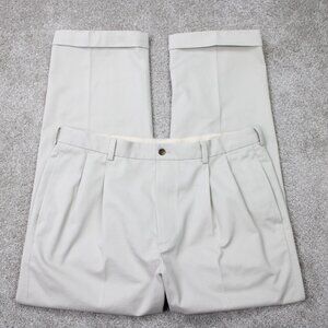 Brooks Brothers Pants Mens 37x30 Beige Advantage Chino Elliot‎ Pleated Cuffed